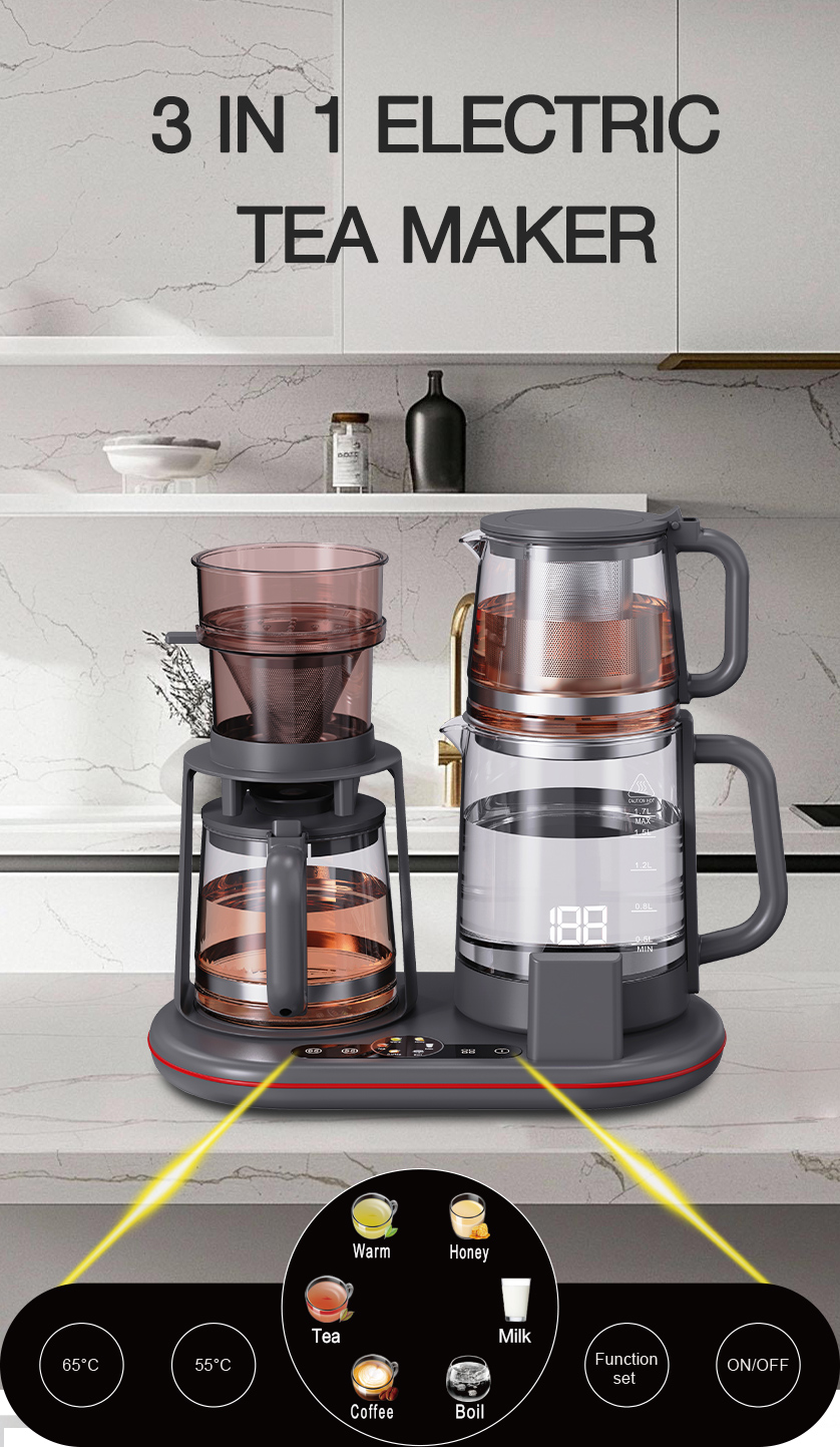 Fournisseur de machine à thé à écran tactile numérique 1,7 L + 1,1 L