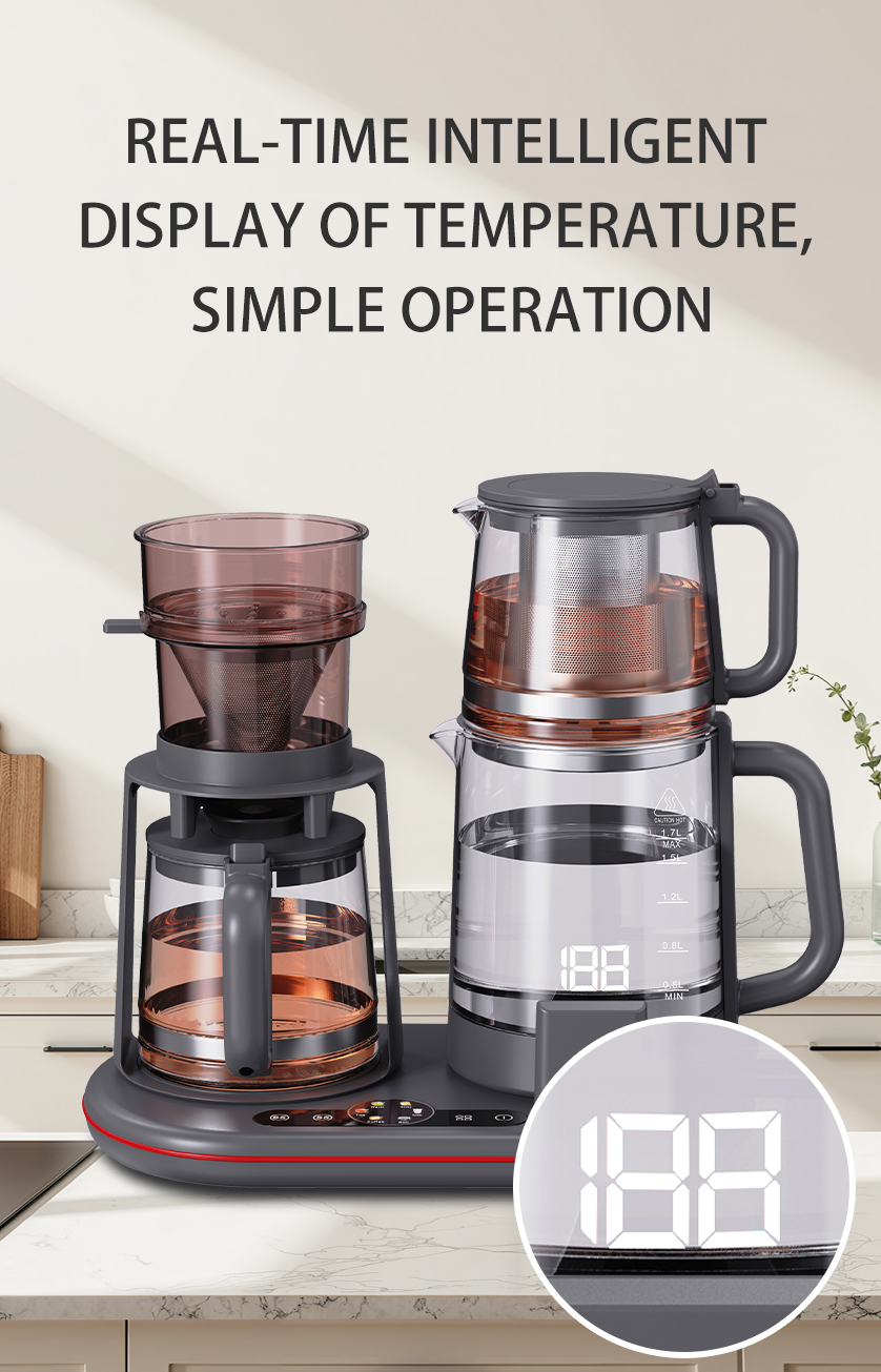 Bouilloire numérique intelligente 3 en 1, contrôle tactile, réglage de la température, panneau de commande intelligent, bouilloire familiale pour brassage du café et du thé