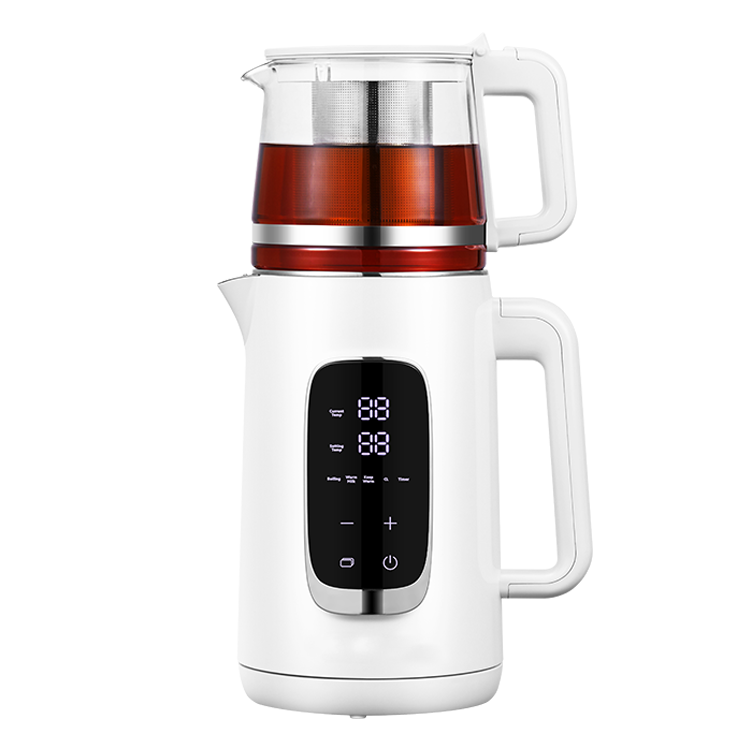 Screen numérique 1500W Screen Kettle Tea Maker Double mur sans fil sans fil avec contrôle et affichage sensibles tactiles