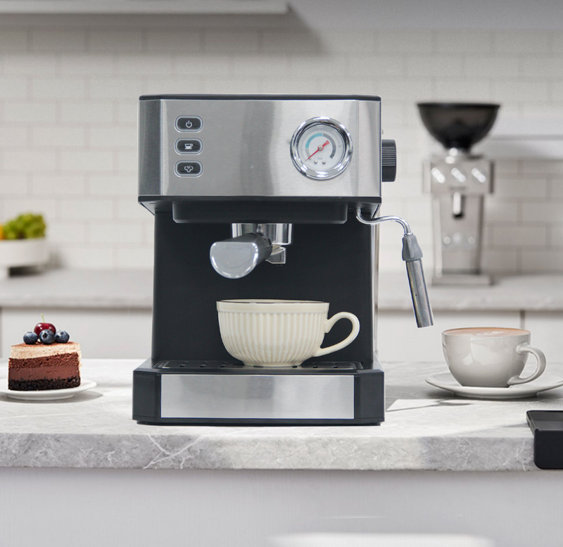 Machine à café électrique goutte à goutte expresso, 20 bars, Cappuccino, avec réservoir d'eau Transparent amovible de 1,6 l 