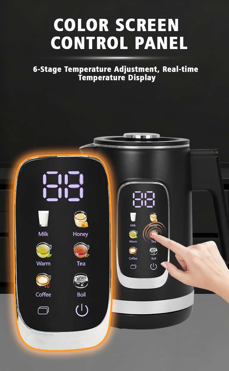 Bouilloire multifonction à double paroi 1500 W Bouilloire à ébullition rapide avec maintien automatique au chaud Doublure intérieure en acier inoxydable 304 pour un usage domestique