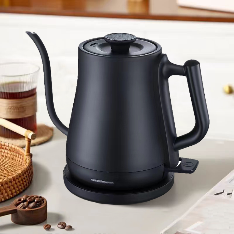 Bouilloire à café à col de cygne 1500W, Style Morden, à ébullition rapide, théière noire mate de 1,0 l, Pour café goutte à goutte à la maison