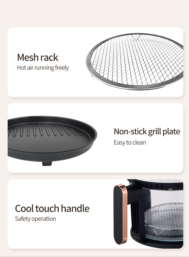 Friteuse à Air multifonctionnelle 3 en 1, friteuse à Air électrique domestique, verre 3L, numérique Visible, intelligente, avec poêle à gril, nouveauté