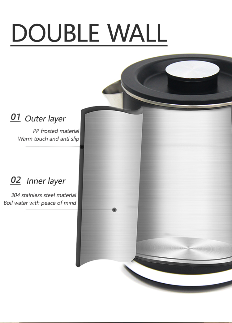 Appareils à domicile Nouveau design électrique Keitle Factory Borosilicate Glass Tea Maker Double Mur Wall Glass Thé