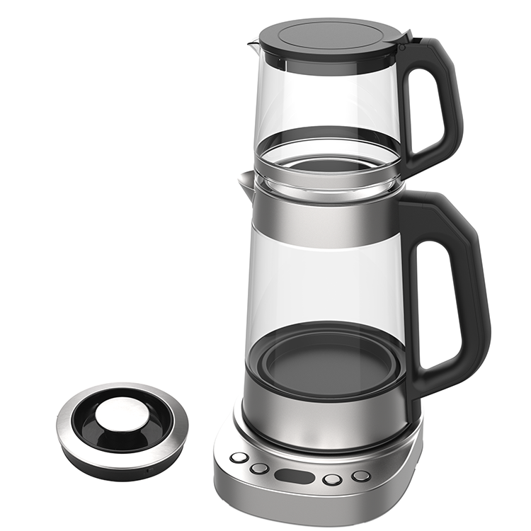 YUEKON chaudière à eau 1,7 l machine à thé électrique russe Samovar turc Double théière en acier inoxydable avec théière 1,0 l