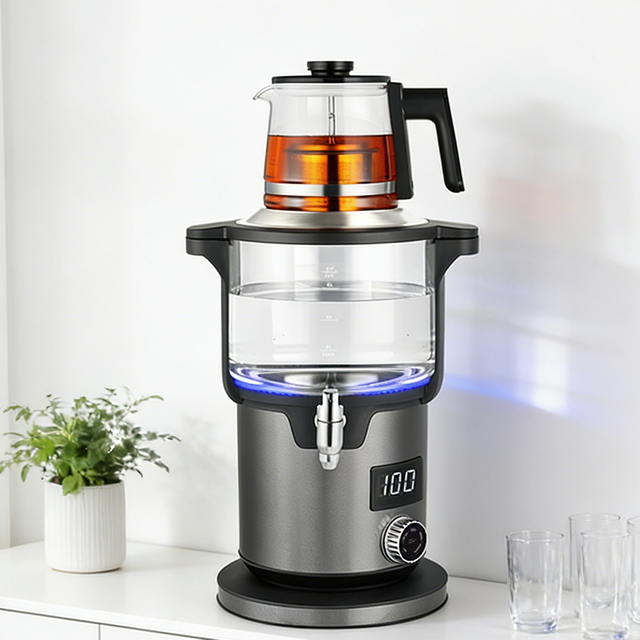 Appareil électrique 4.5 + 1,1 l, Machine à thé Double couche, fonction de maintien au chaud automatique, bouilloires Samovar avec théière en verre