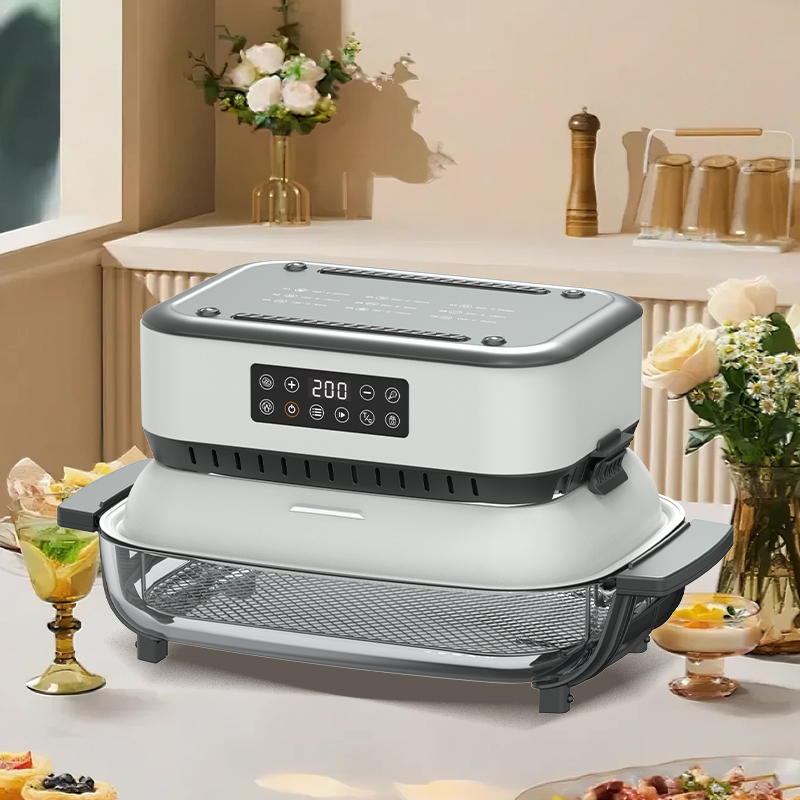 Friteuse à Air 3 en 1 avec bol en verre Non toxique, 1500W, friteuse à Air intelligente, pour four à vapeur et de cuisson spécifique à la maison