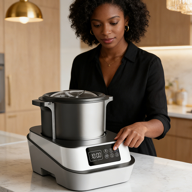 Afrique 1000W 6 litres Fufu Machine cuisson mélange automatique Fufu pilon malaxeur tout usage mélangeur chaud cuiseur avec minuterie 