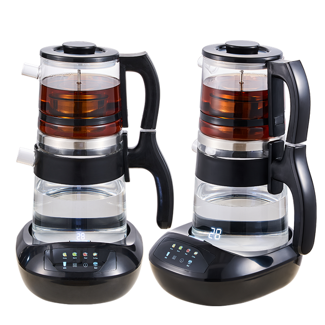 YUEKON appareils intelligents machine à thé Samovar nouveau 1,8 l + 0,9 l Double couche contact froid machine à thé intelligente en verre à haute teneur en Borosilicate