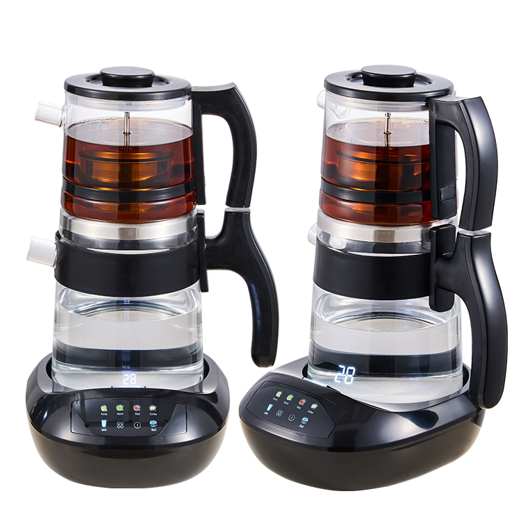 YUEKON appareils intelligents machine à thé Samovar nouveau 1,8 l + 0,9 l Double couche contact froid machine à thé intelligente en verre à haute teneur en Borosilicate