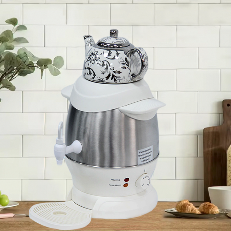 Bouilloire à thé Samovar commerciale de meilleure qualité, bouilloire électrique multifonctionnelle 4l en céramique blanche inoxydable