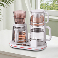 Bouilloire en verre multifonctionnelle 1500W, Double bouilloire intelligente sans fil, théière électrique, ensemble de cafetière, contrôle de la température numérique