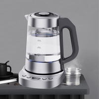 Bouilloire électrique intérieure turque élégante à Led bleue, machine à thé numérique, contrôle de la température en acier inoxydable, bouilloire en verre sans fil 