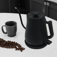 Bouilloire sans fil à eau chaude noire Bouilloire électrique à col de cygne de 1,0 l Poignée confortable avec bouilloire électronique goutte à goutte pour la maison