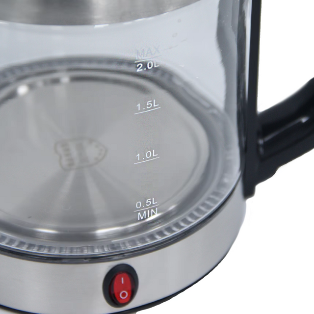 Théière de bouilloire électrique à ébullition rapide en verre Botosilicate de grande fenêtre d'indicateur LED bleu 2.0L