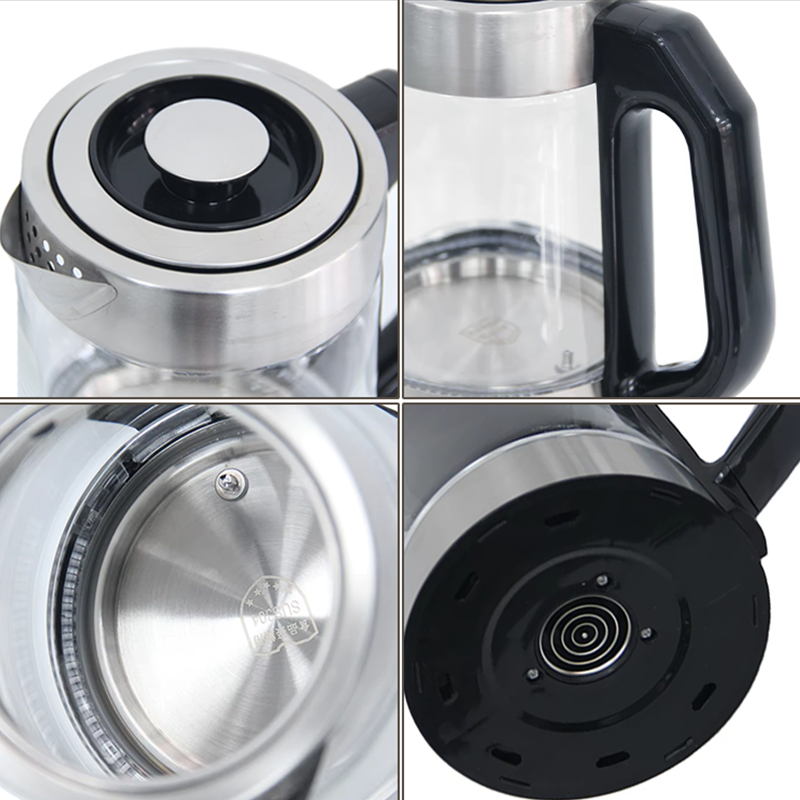 Machine à thé chinoise à commande numérique, chaudière à eau avec plateau, capacité de 1,7 l + 1 l, bouilloire à thé turque et théière en verre