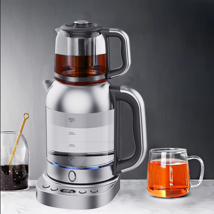 Bouilloire à eau en verre 2,0 l, nouveau Design, machine à thé électrique, Samovar, machine à thé turque pour la cuisine de la maison