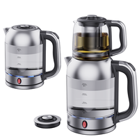 Machine à thé électrique arabe du moyen-orient, Machine à thé turque Samovar avec couvercle amovible, bouilloires électriques en verre