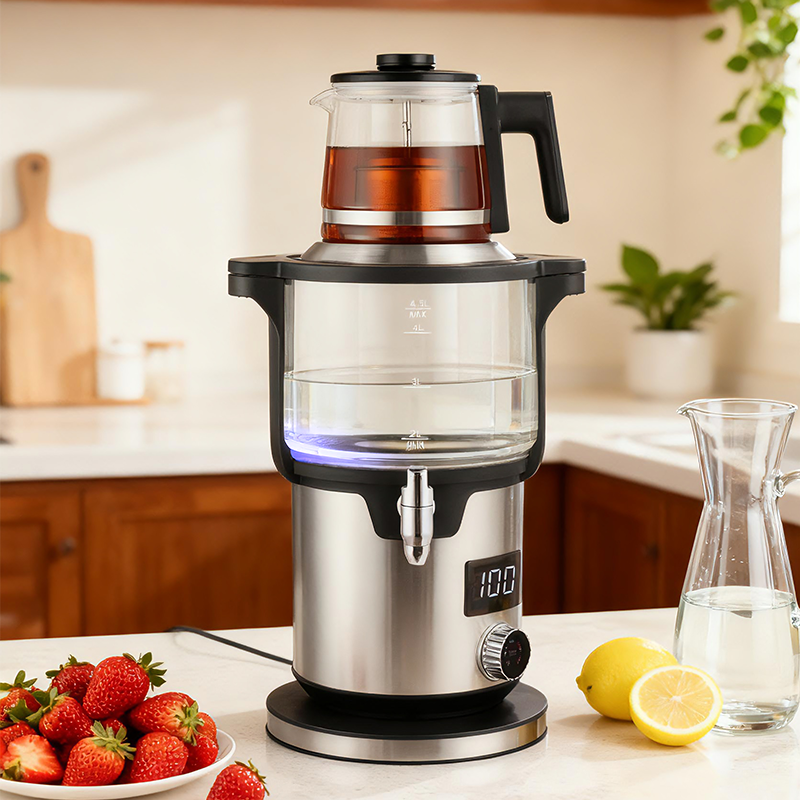 Machine à thé intelligente Double couche 4.5 + 1,1 l, 2000W, bouton domestique, bouilloire à thé turque, bouilloires électriques sans fil pour l'eau bouillante