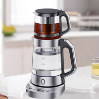 Bouilloire électrique en verre multi-sections à température contrôlée, passoire à thé en acier inoxydable 304, machine à thé avec plateau