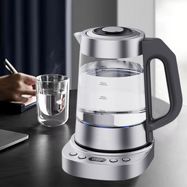 Chaudière à eau électrique de haute qualité, fonction de maintien au chaud, bouilloire à thé avec indicateur LED bleu, bouilloire électrique en verre