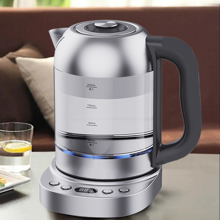 Bouilloire à thé électrique en verre numérique 2,0 l, Durable, garde au chaud, haute qualité, eau chaude, machine à thé rapide, lumière Led 