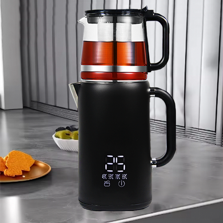 Cafetière électrique avec filtre 1.7 + 1,1 l, nouveau Design, bouilloire Samovar turque en acier inoxydable pour le thé