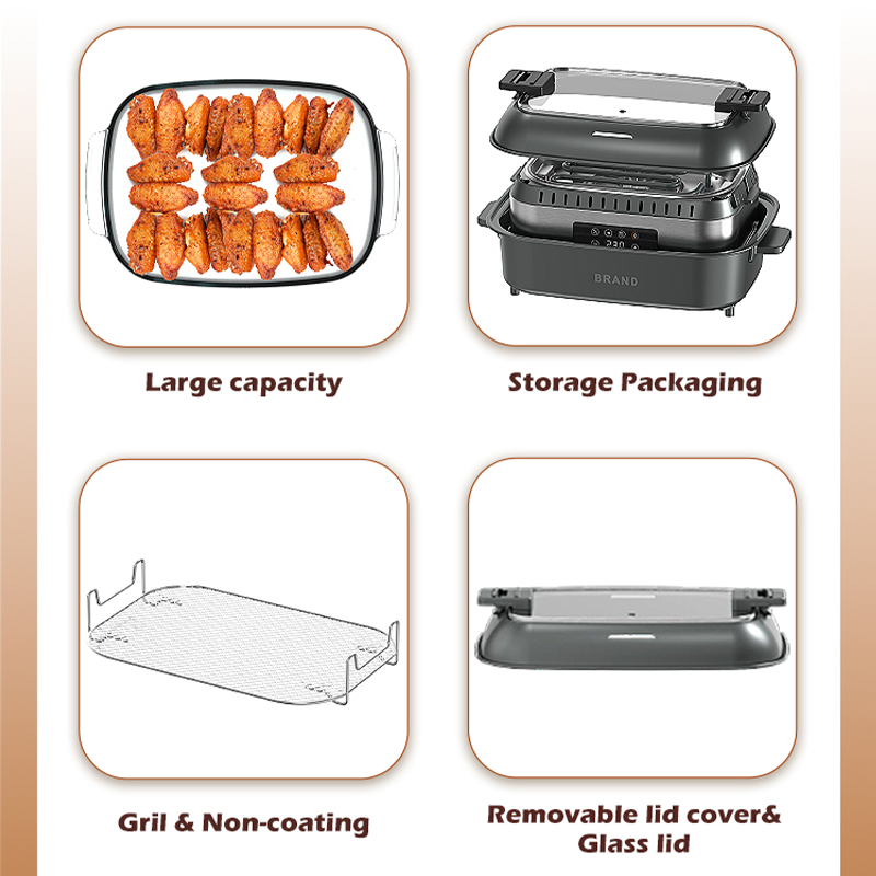 Nouvelle friteuse à air électrique spécifique à la famille 6 litres friteuse à air et gril à usage domestique dans une friteuse à air en verre visuel polyvalente