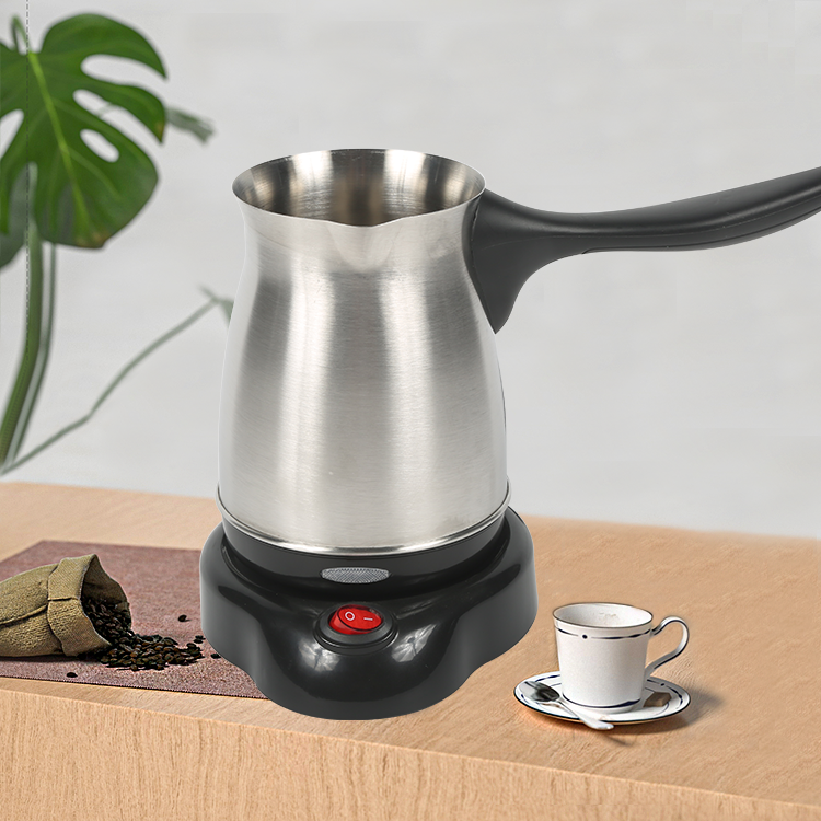 Machine à café arabe turque couleur argent, expresso moka 0,5 l, petite bouilloire à café en acier inoxydable avec poignée