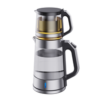 Cafetière arabe du moyen-orient, théière électrique Samovar, appareil ménager, bouilloire électrique en verre à 2 couches avec théière 