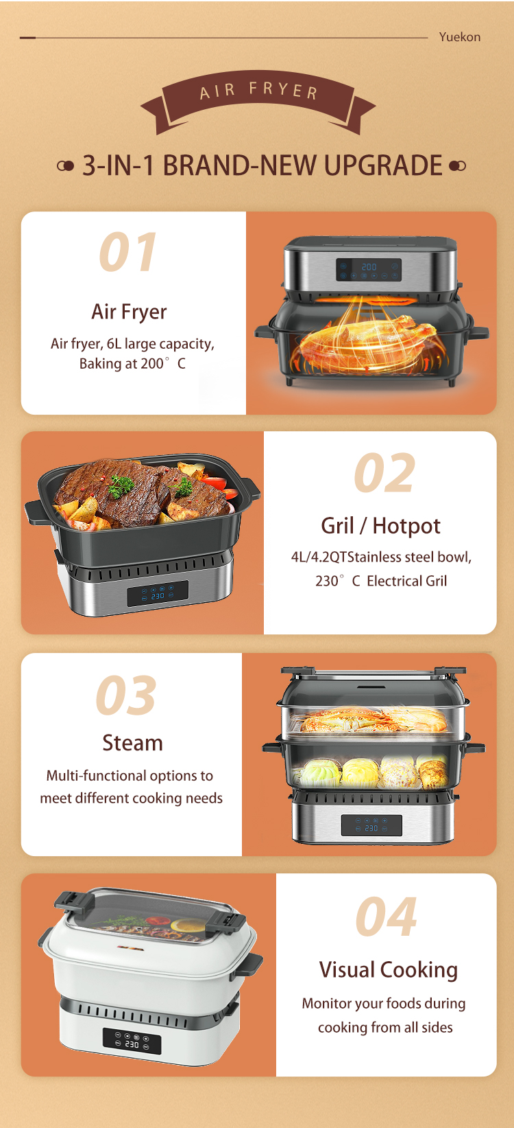 Appareils de cuisine à domicile friteuse à Air friteuse électrique numérique double friteuse à Air Familiales friteuse à Air commerciale pour Restaurants