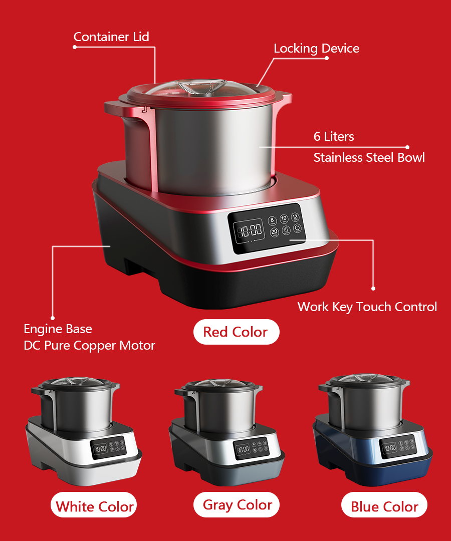 Mélangeur de Fufu Commercial 6L, bol de mélange, robot culinaire Ugali Banku, Machine à battre le Fufu avec fonction de cuisson et d'agitation