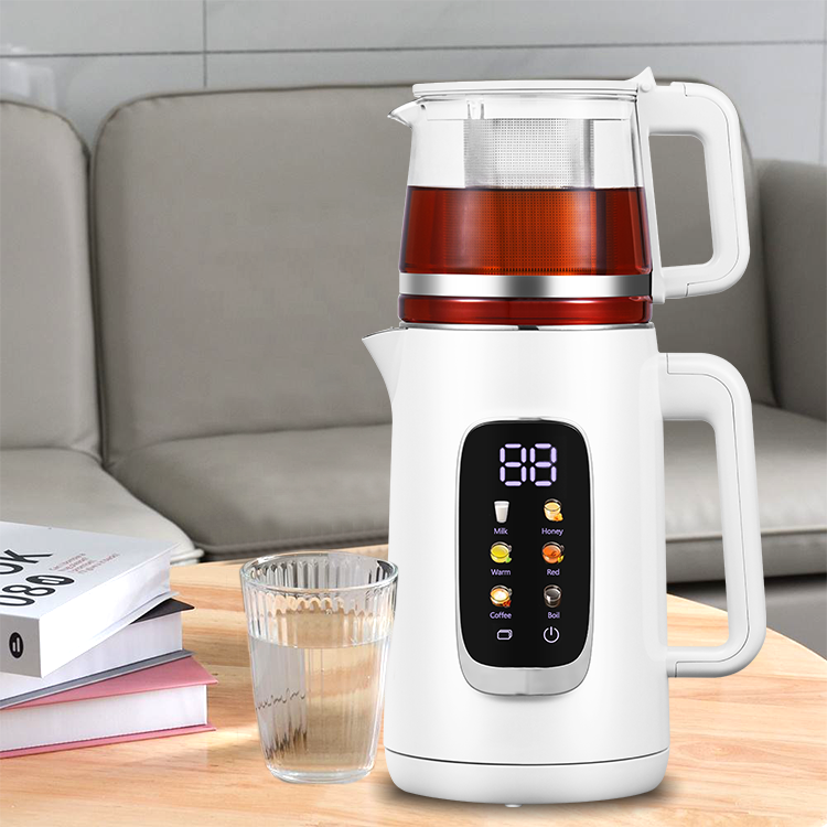 Appareils domestiques Miche-Orient en acier inoxydable double électrique Kettle Pot Set Electric Tea Kettle Tea fabricant 2 en 1 avec contrôle de la température 