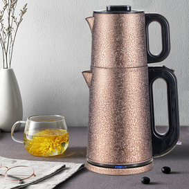 Double en acier inoxydable POT POOD GRADE Turkish 2 en 1 Machine à thé électrique Machine Thé fuite électrique Kettle avec filtre infuseur 