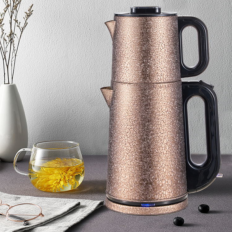 Double en acier inoxydable POT POOD GRADE Turkish 2 en 1 Machine à thé électrique Machine Thé fuite électrique Kettle avec filtre infuseur 