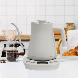 YUEKON bouilloire à col de cygne théière en acier inoxydable blanche intelligente verser sur le café thé bouilloire électrique à température réglable