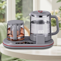 Machine à thé moderne à faible puissance, thermopot Portable en verre, bouilloire d'hôtel, ensemble de plateaux, théière électrique 1,7 l + 1,1 l, faible puissance