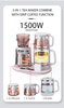 Bouilloire en verre multifonctionnelle 1500W, Double bouilloire intelligente sans fil, théière électrique, ensemble de cafetière, contrôle de la température numérique