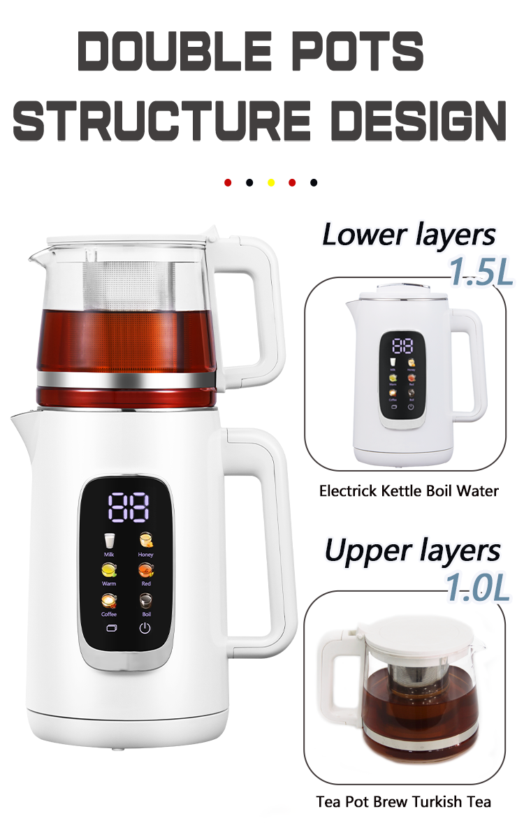 NOUVEAU DESIGNE TEA POT DIGITAL 1.5L + 1.1L