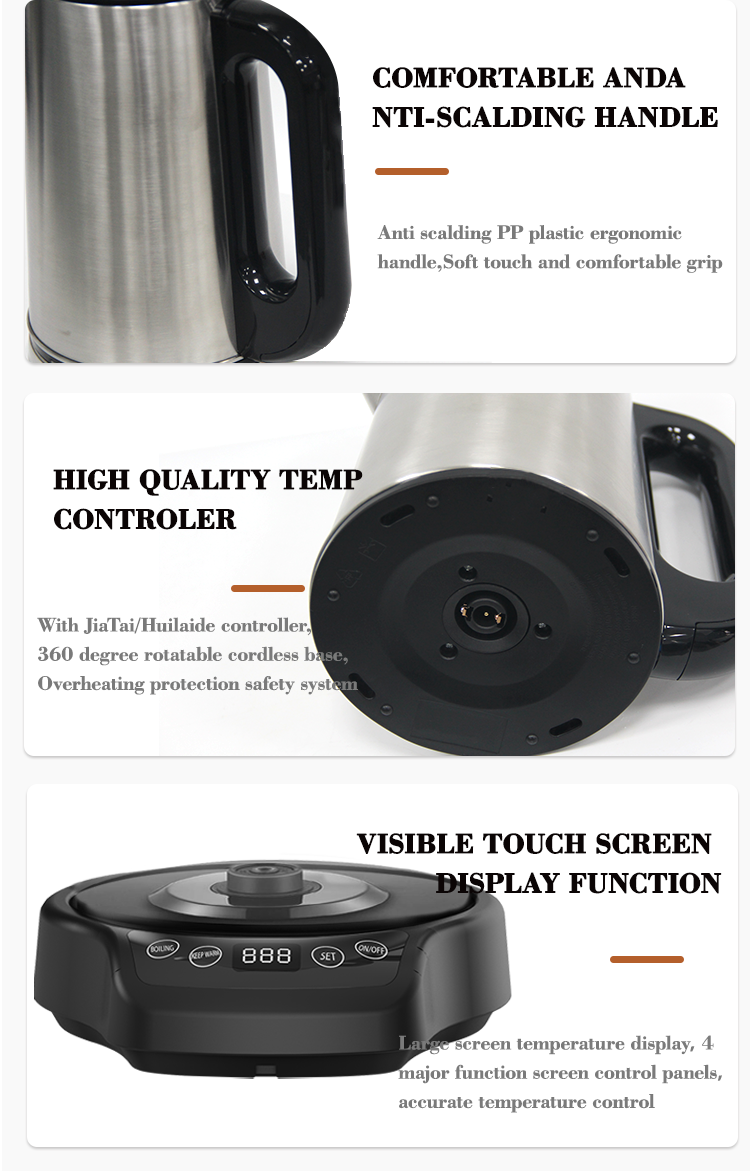 Home Appliance OEM en verre électrique personnalisé Kettle Tea Set Turkey Tea Maker Machine 2.0L + 1.1Les bouilloires en acier inoxydable et théière 
