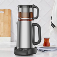 Nouvelle arrivée 1500W 304 Verre turque en acier inoxydable Kettle 2 In1 Samovar Tea Maker avec base d'écran tactile
