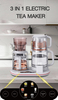 Bouilloire en verre multifonctionnelle 1500W, Double bouilloire intelligente sans fil, théière électrique, ensemble de cafetière, contrôle de la température numérique