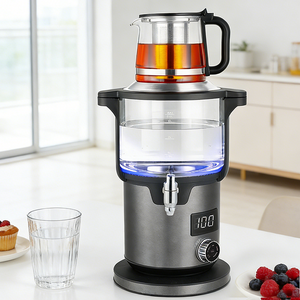 Vente en gros Skd Ckd Double Pot numérique russe Samovar 4.5L 2000W électrique en acier inoxydable automatique bouilloire turque avec théière