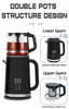 Yuekon 1,5L + 1,1 L Kettles Electronic Kettles Glass Kettle and Teapot 2 In1 Double couche avec contrôle de la température