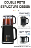 Appareils à domicile Nouveau design électrique Keitle Factory Borosilicate Glass Tea Maker Double Mur Wall Glass Thé
