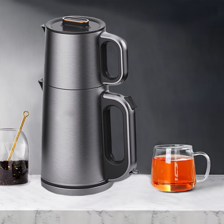  Nouveau Design appareils de cuisine à domicile Double théière turque bouilloire électrique et théière en acier inoxydable
