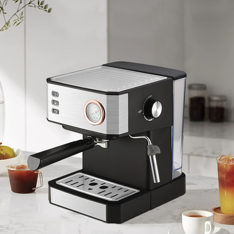 Machine à café italienne automatique commerciale 850W, 20 bars, expresso goutte à goutte, avec manomètre, plateau d'égouttage pour cuiseur vapeur