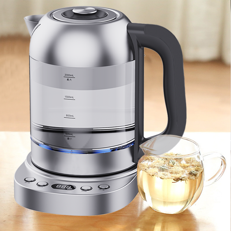 YUEKON appareil ménager 2.0l pichet sans fil eau bouillante rapide verre bouilloire électrique Machine à thé