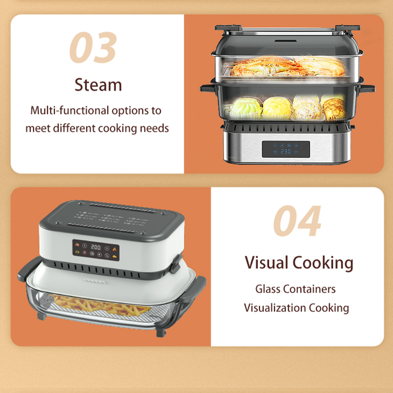 Nouvelle friteuse à air électrique spécifique à la famille 6 litres friteuse à air et gril à usage domestique dans une friteuse à air en verre visuel polyvalente