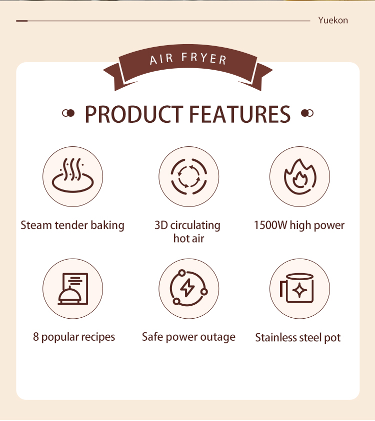 Friteuse &agrave; air &eacute;lectrique multifonctionnelle &agrave; &eacute;cran tactile
